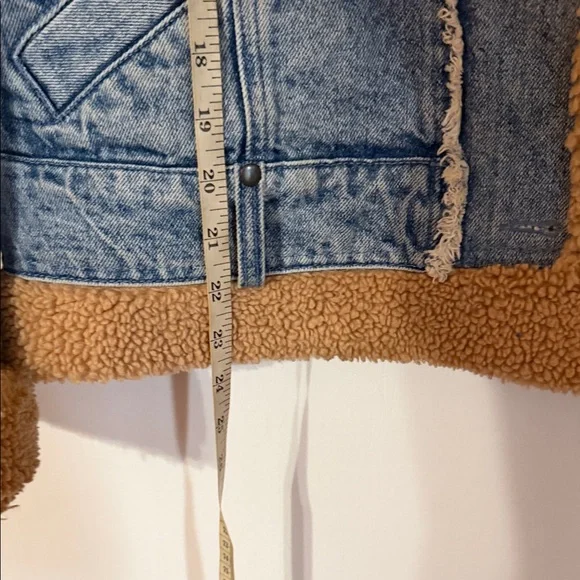 We The Free Blue Denim Jacket with Tan Sherpa Trim - Picture 8 of 10
